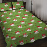 Merry Christmas Bells Pattern Print Quilt Bed Set