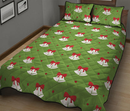 Merry Christmas Bells Pattern Print Quilt Bed Set