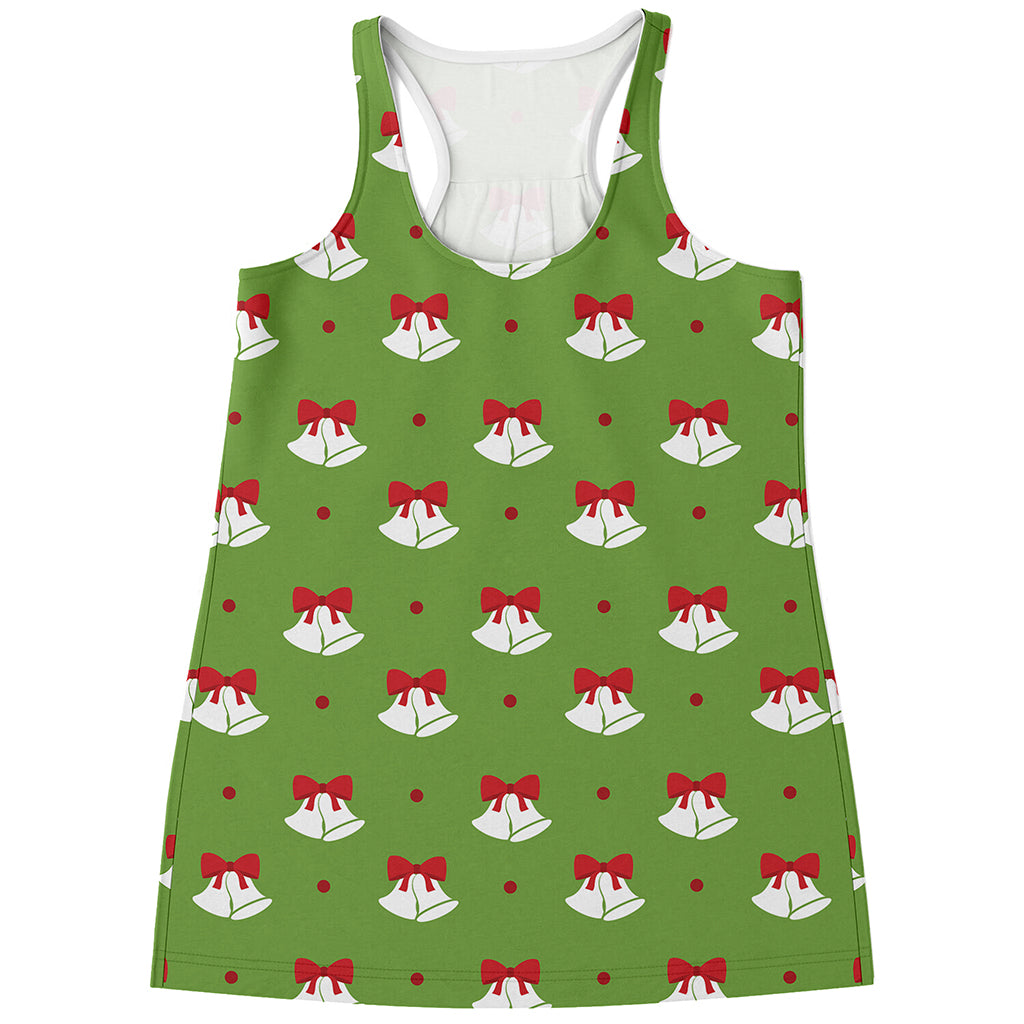 Merry Christmas Bells Pattern Print Women's Racerback Tank Top