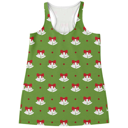 Merry Christmas Bells Pattern Print Women's Racerback Tank Top