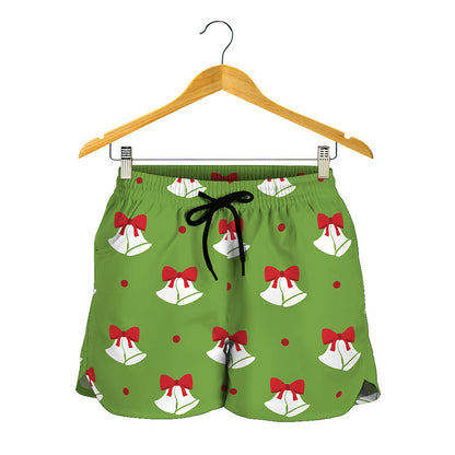Merry Christmas Bells Pattern Print Women's Shorts