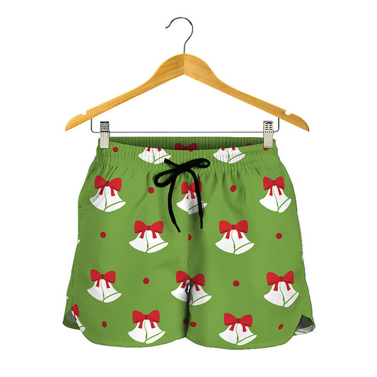 Merry Christmas Bells Pattern Print Women's Shorts