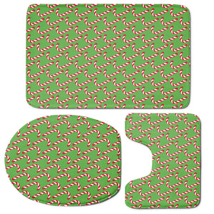 Merry Christmas Candy Cane Pattern Print 3 Piece Bath Mat Set