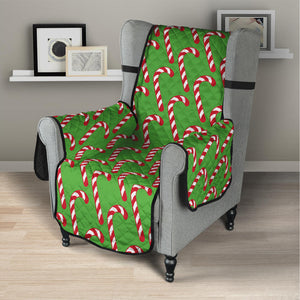 Merry Christmas Candy Cane Pattern Print Armchair Protector