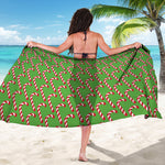 Merry Christmas Candy Cane Pattern Print Beach Sarong Wrap