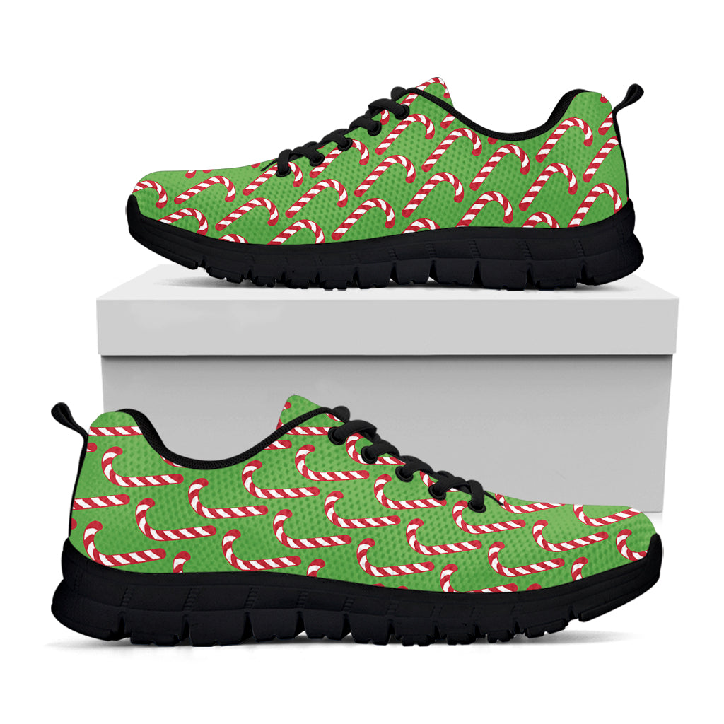 Merry Christmas Candy Cane Pattern Print Black Sneakers