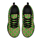 Merry Christmas Candy Cane Pattern Print Black Sneakers