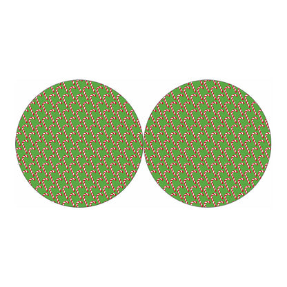 Merry Christmas Candy Cane Pattern Print Car Coasters
