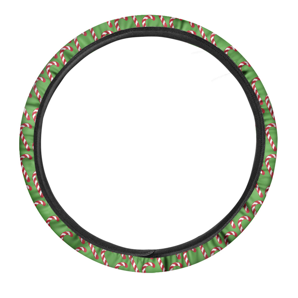 Merry Christmas Candy Cane Pattern Print Car Steering Wheel Cover