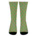 Merry Christmas Candy Cane Pattern Print Crew Socks