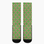 Merry Christmas Candy Cane Pattern Print Crew Socks