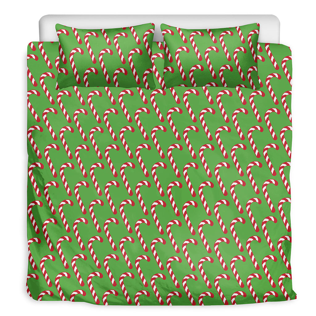 Merry Christmas Candy Cane Pattern Print Duvet Cover Bedding Set