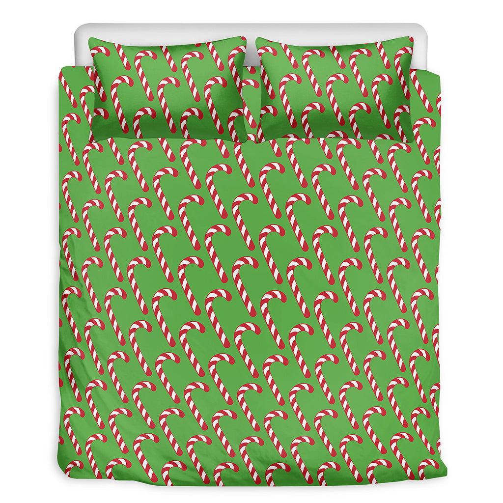 Merry Christmas Candy Cane Pattern Print Duvet Cover Bedding Set