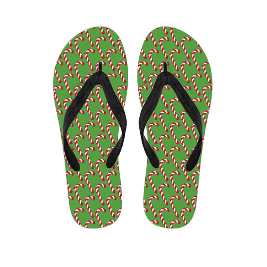 Merry Christmas Candy Cane Pattern Print Flip Flops