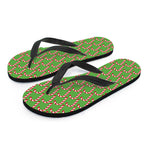 Merry Christmas Candy Cane Pattern Print Flip Flops