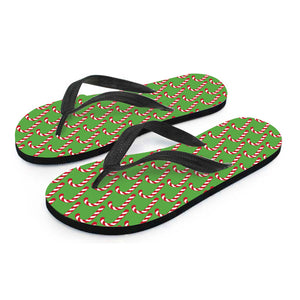 Merry Christmas Candy Cane Pattern Print Flip Flops