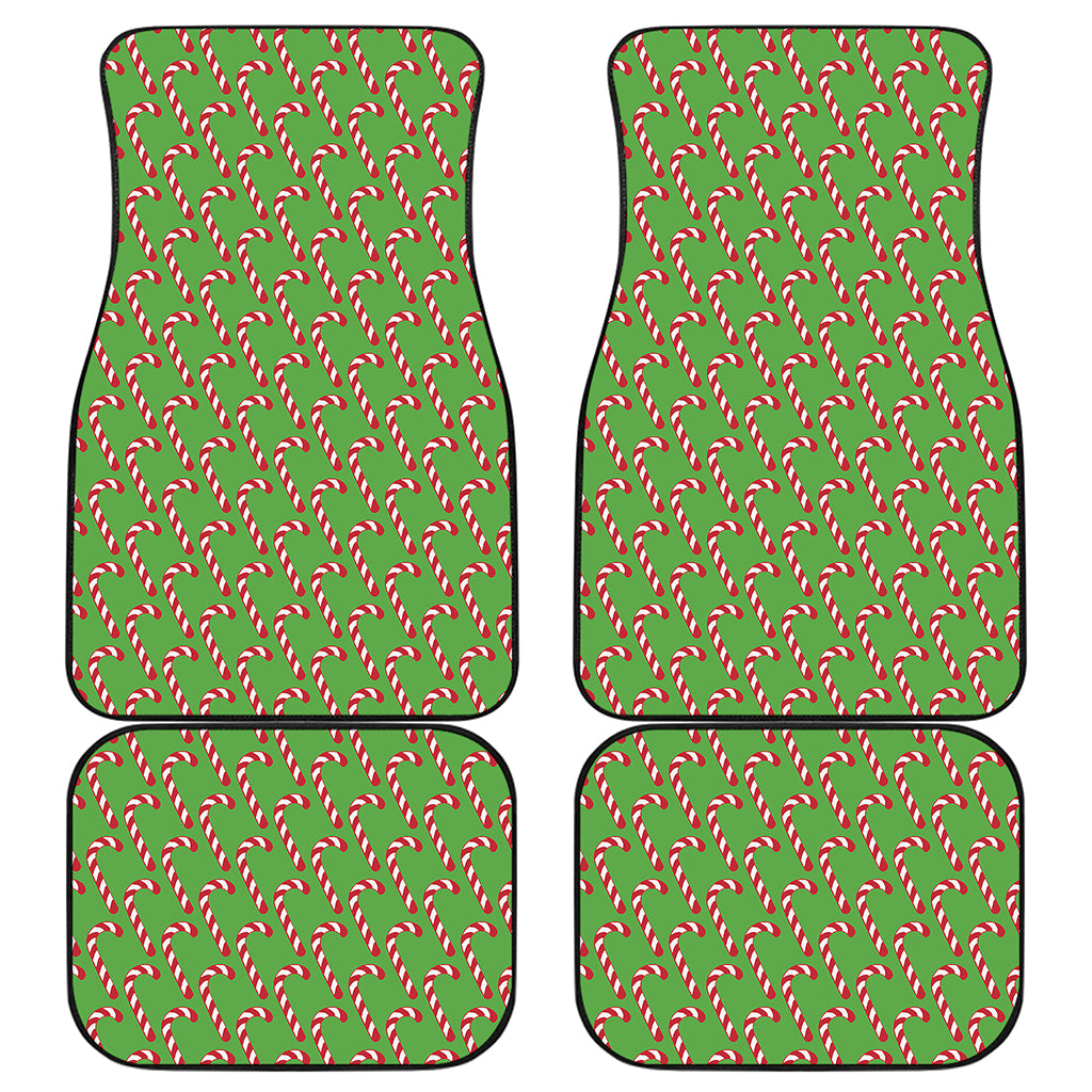 Merry Christmas Candy Cane Pattern Print Front and Back Car Floor Mats