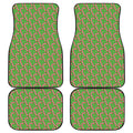 Merry Christmas Candy Cane Pattern Print Front and Back Car Floor Mats