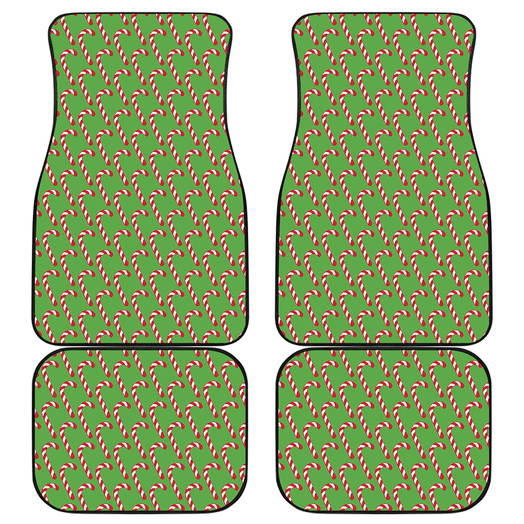 Merry Christmas Candy Cane Pattern Print Front and Back Car Floor Mats