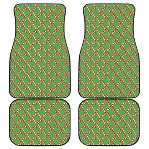 Merry Christmas Candy Cane Pattern Print Front and Back Car Floor Mats