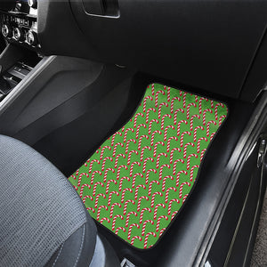 Merry Christmas Candy Cane Pattern Print Front and Back Car Floor Mats