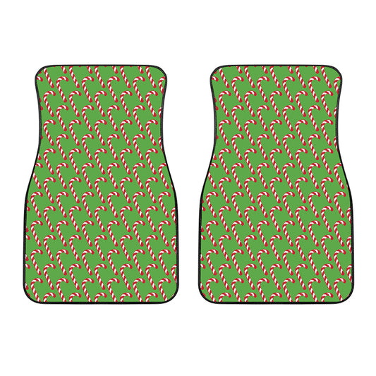 Merry Christmas Candy Cane Pattern Print Front Car Floor Mats