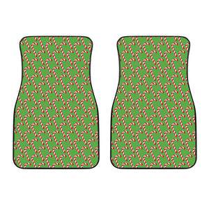 Merry Christmas Candy Cane Pattern Print Front Car Floor Mats