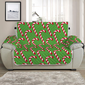 Merry Christmas Candy Cane Pattern Print Half Sofa Protector