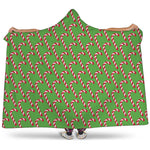Merry Christmas Candy Cane Pattern Print Hooded Blanket