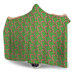 Merry Christmas Candy Cane Pattern Print Hooded Blanket