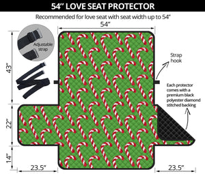 Merry Christmas Candy Cane Pattern Print Loveseat Protector