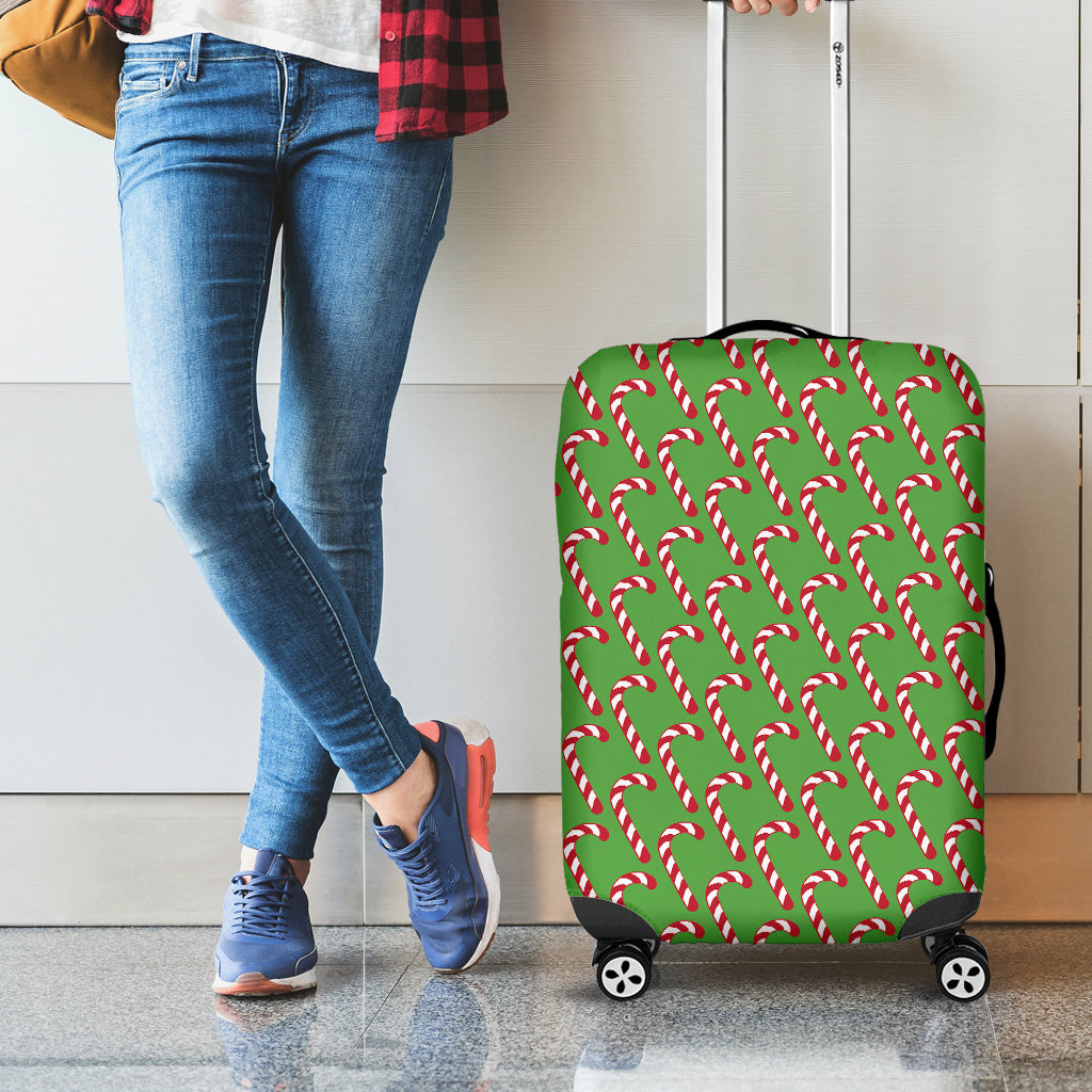 Merry Christmas Candy Cane Pattern Print Luggage Cover