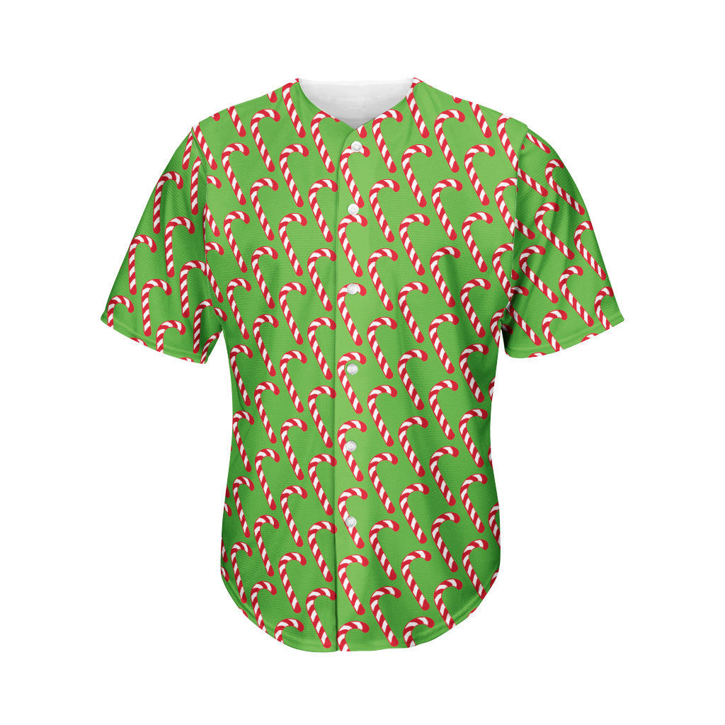 Merry Christmas Candy Cane Pattern Print Men's Baseball Jersey