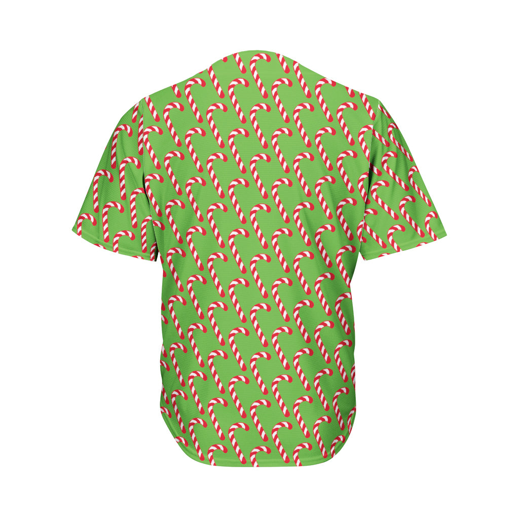 Merry Christmas Candy Cane Pattern Print Men's Baseball Jersey