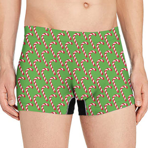 Merry Christmas Candy Cane Pattern Print Men's Boxer Briefs