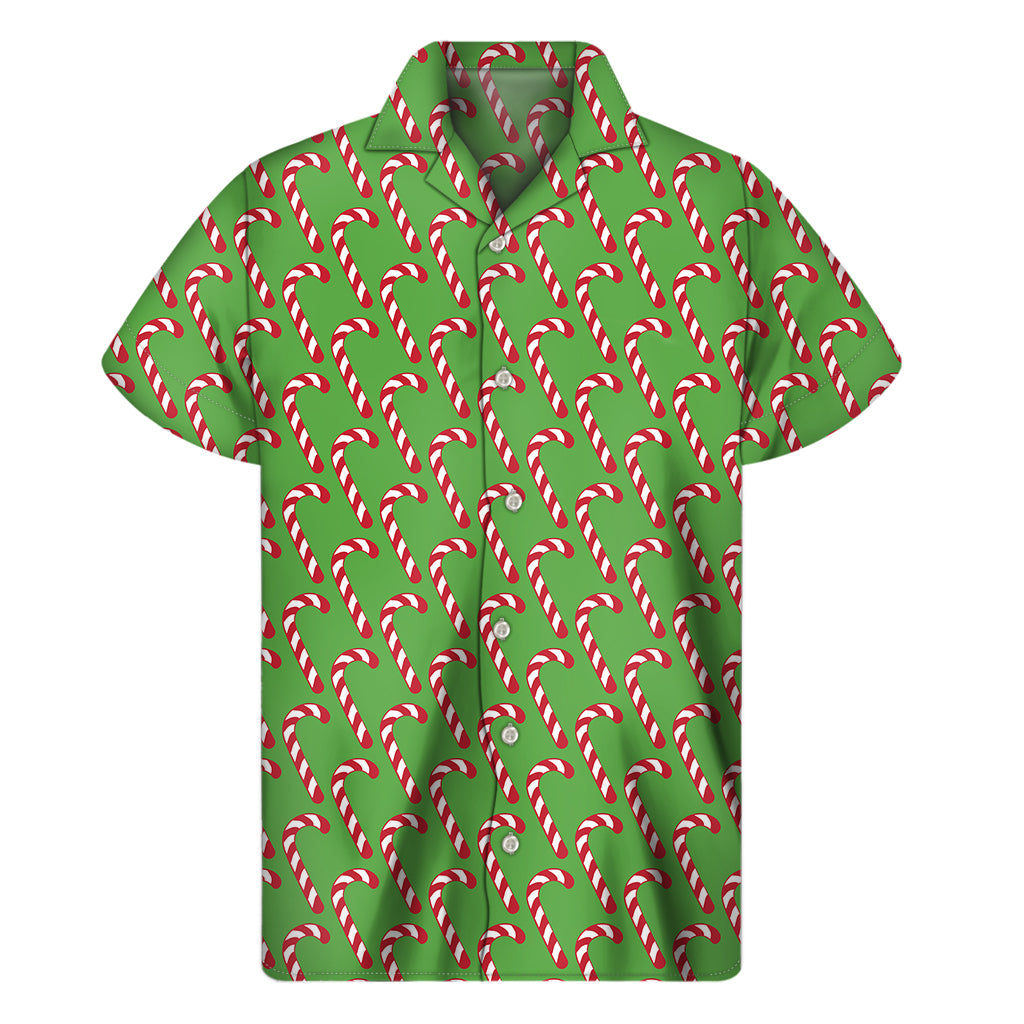 Merry Christmas Candy Cane Pattern Print Men's Short Sleeve Shirt