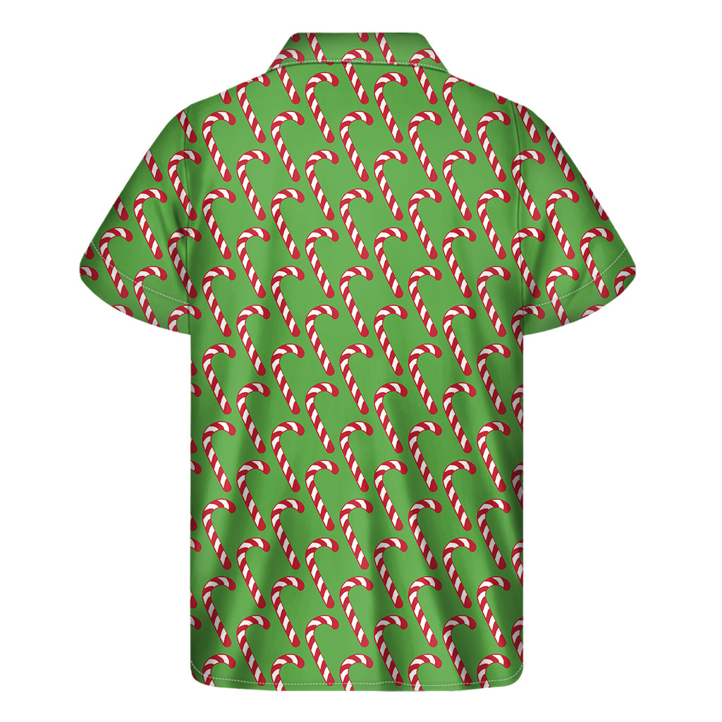 Merry Christmas Candy Cane Pattern Print Men's Short Sleeve Shirt