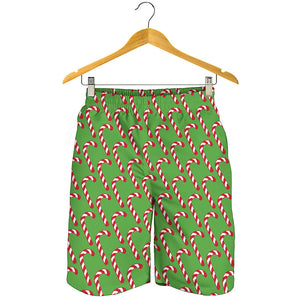 Merry Christmas Candy Cane Pattern Print Men's Shorts