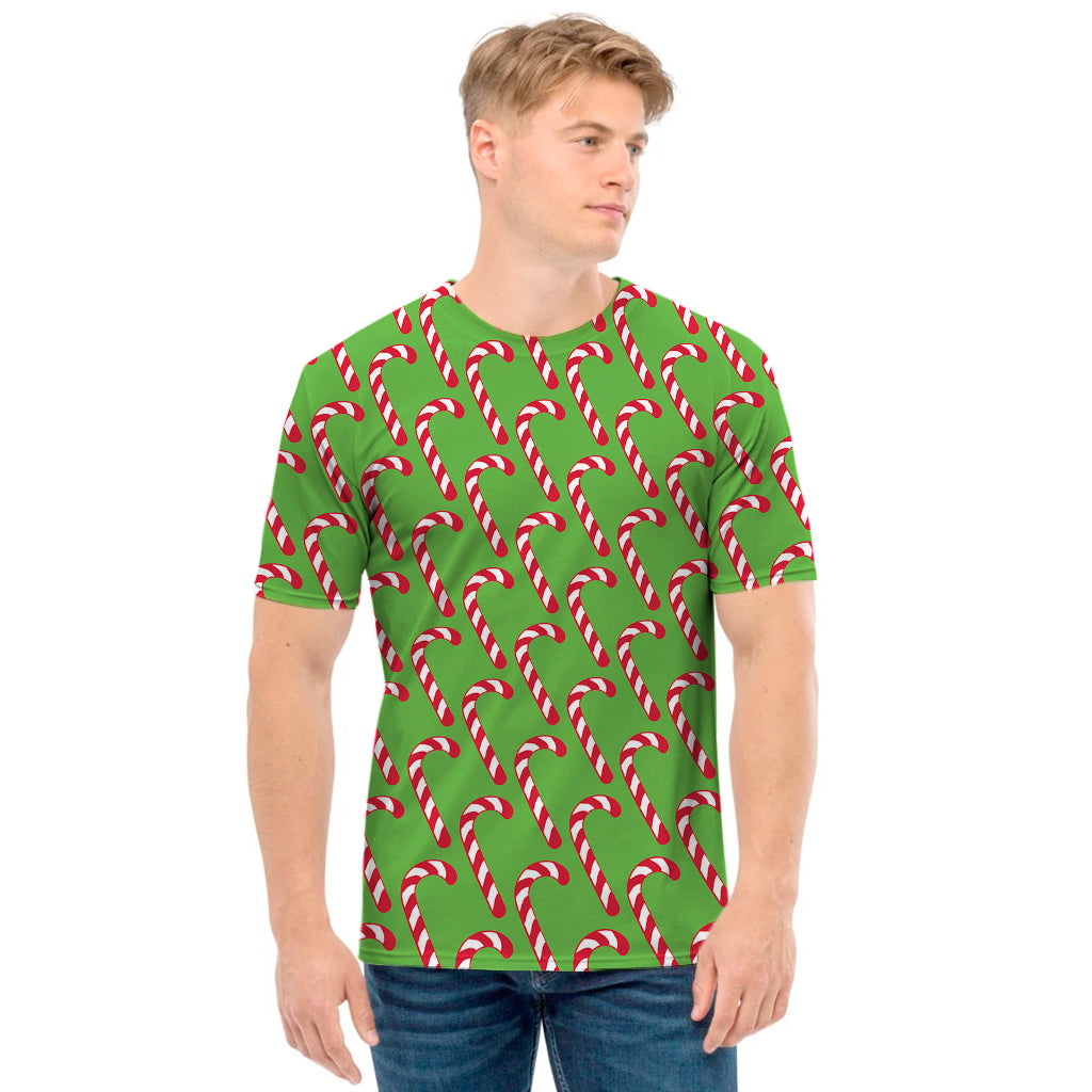 Merry Christmas Candy Cane Pattern Print Men's T-Shirt