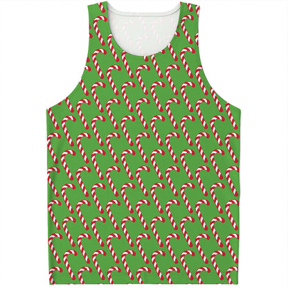 Merry Christmas Candy Cane Pattern Print Men's Tank Top