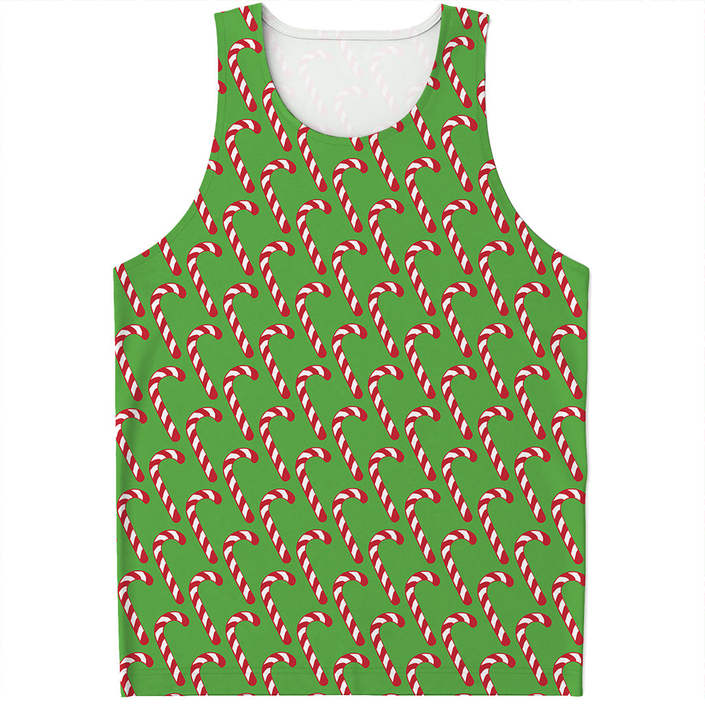 Merry Christmas Candy Cane Pattern Print Men's Tank Top