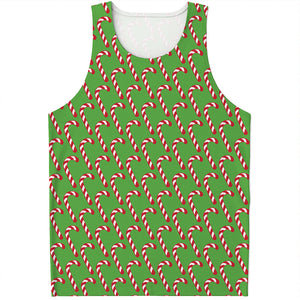 Merry Christmas Candy Cane Pattern Print Men's Tank Top