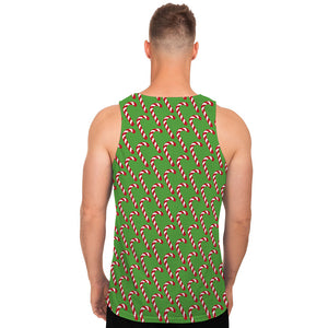 Merry Christmas Candy Cane Pattern Print Men's Tank Top