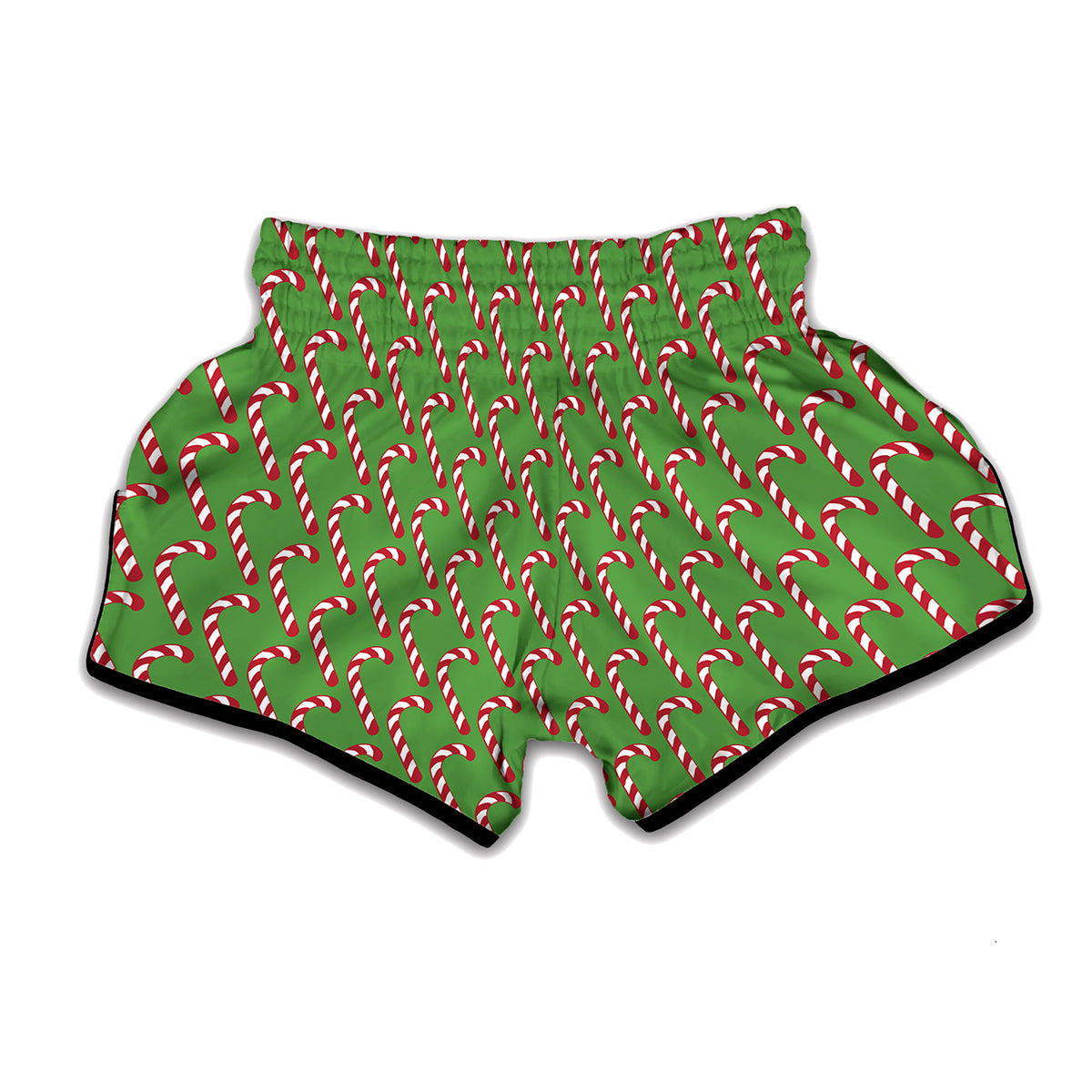 Merry Christmas Candy Cane Pattern Print Muay Thai Boxing Shorts