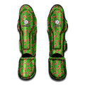 Merry Christmas Candy Cane Pattern Print Muay Thai Shin Guards
