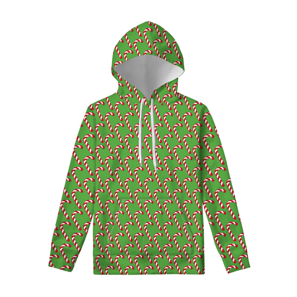 Merry Christmas Candy Cane Pattern Print Pullover Hoodie