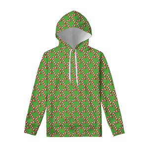 Merry Christmas Candy Cane Pattern Print Pullover Hoodie