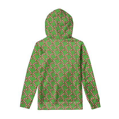 Merry Christmas Candy Cane Pattern Print Pullover Hoodie