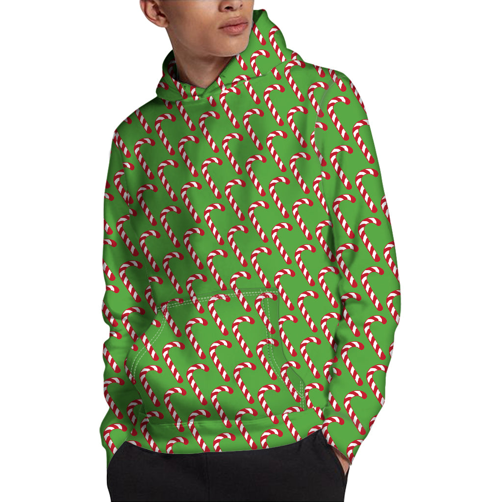 Merry Christmas Candy Cane Pattern Print Pullover Hoodie