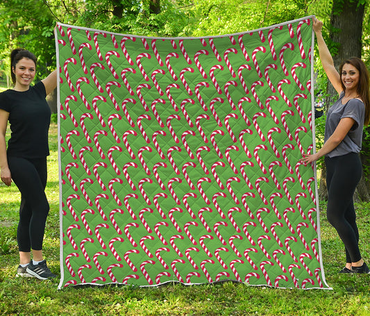 Merry Christmas Candy Cane Pattern Print Quilt